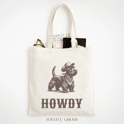 Howdy Scottish Terrier Tote Bag