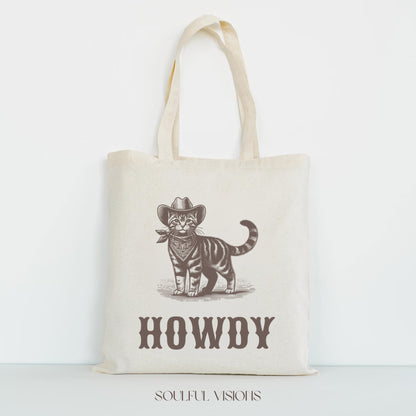 Howdy Tabby Cat Tote Bag