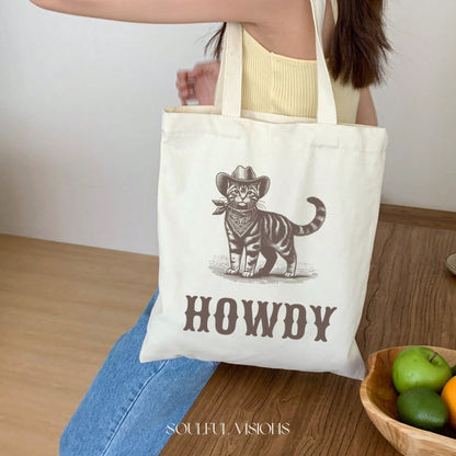 Howdy Tabby Cat Tote Bag