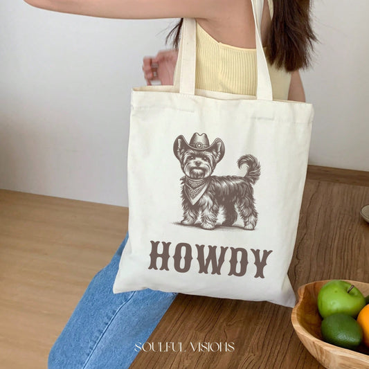 Howdy Yorkshire Terrier Tote Bag