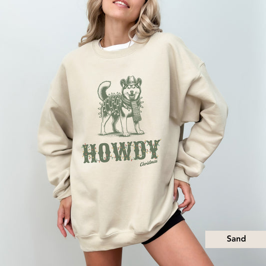 Husky Howdy Christmas Sweatshirt