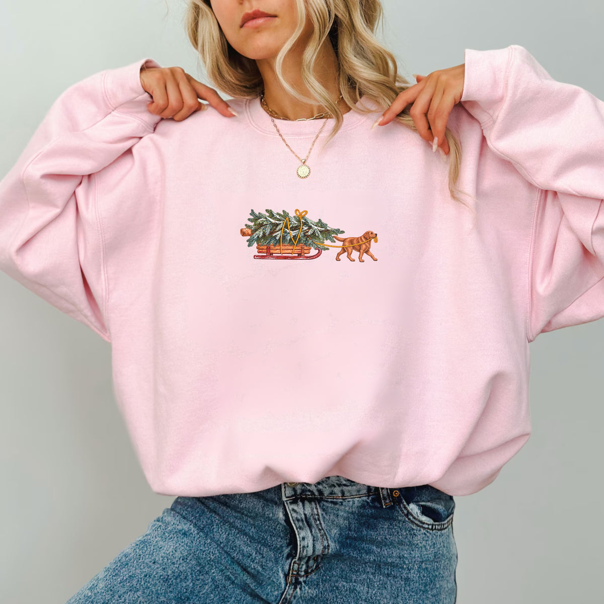 Labrador retriever fox red Christmas Tree sweatshirt