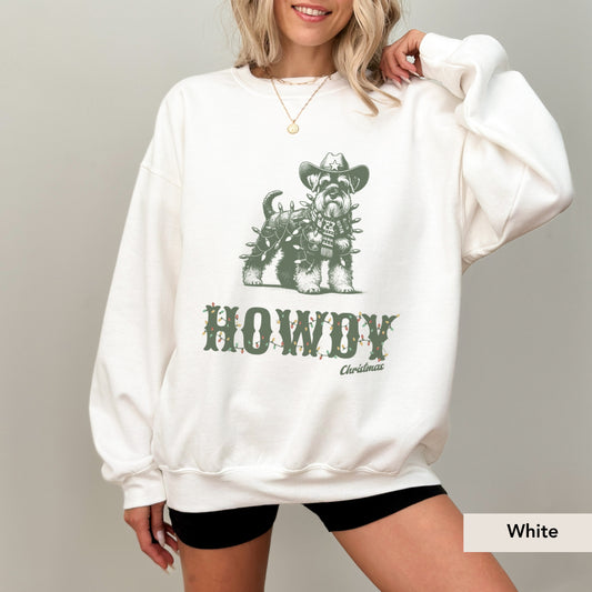 Miniature Schnauzer Howdy Christmas Sweatshirt