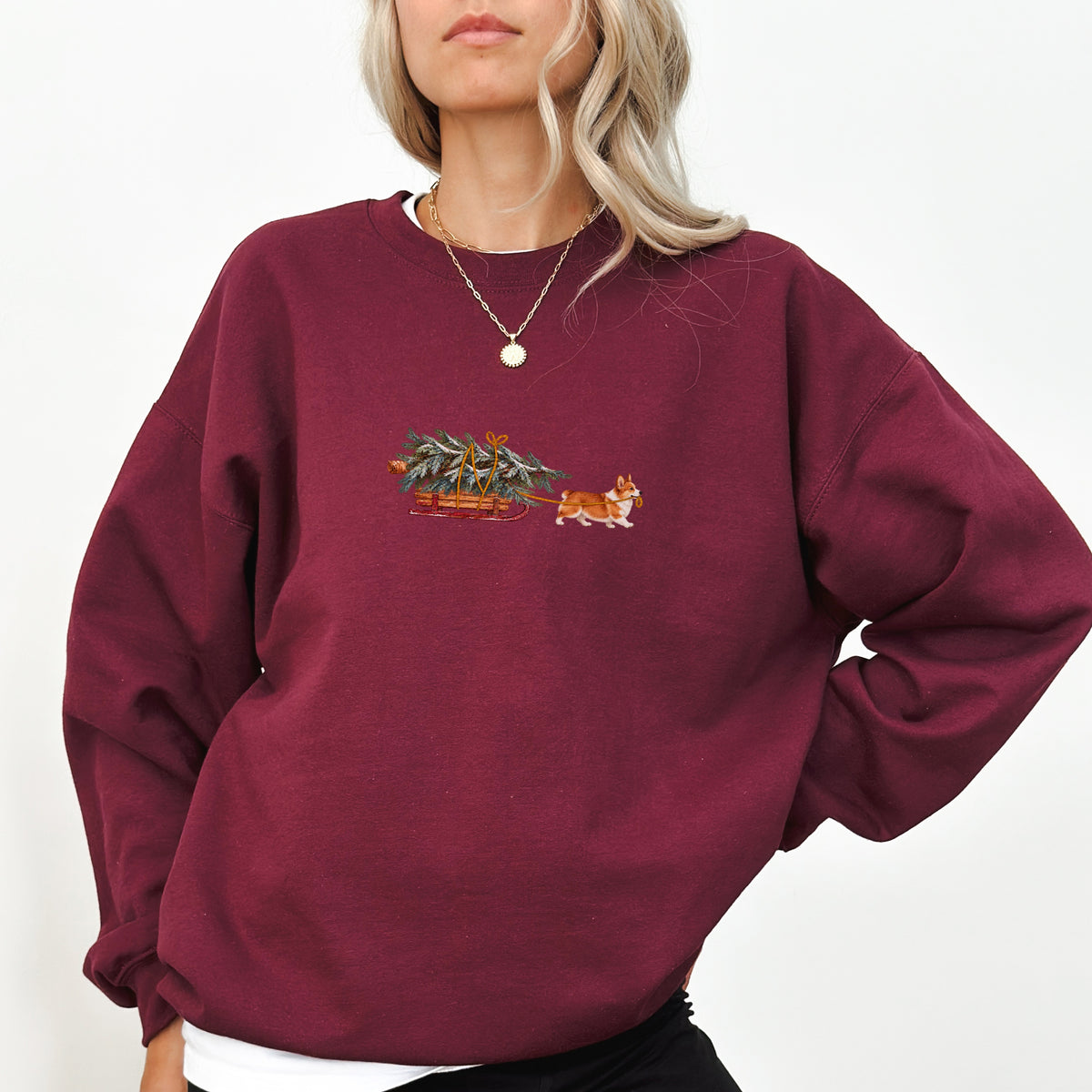 Pembroke welsh corgi red and white Christmas Tree sweatshirt