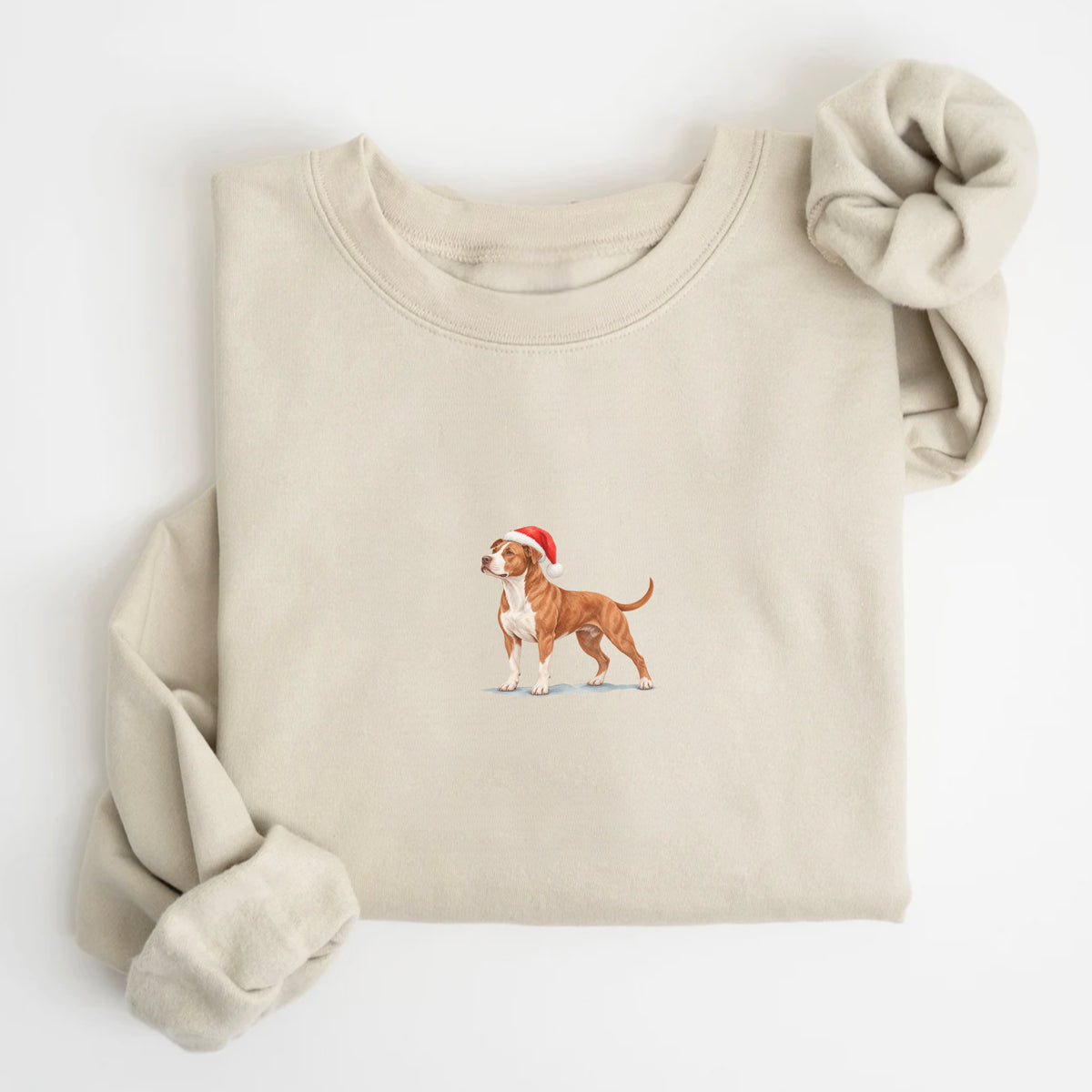 Pit bull type red and white  Christmas Sweatshirt
