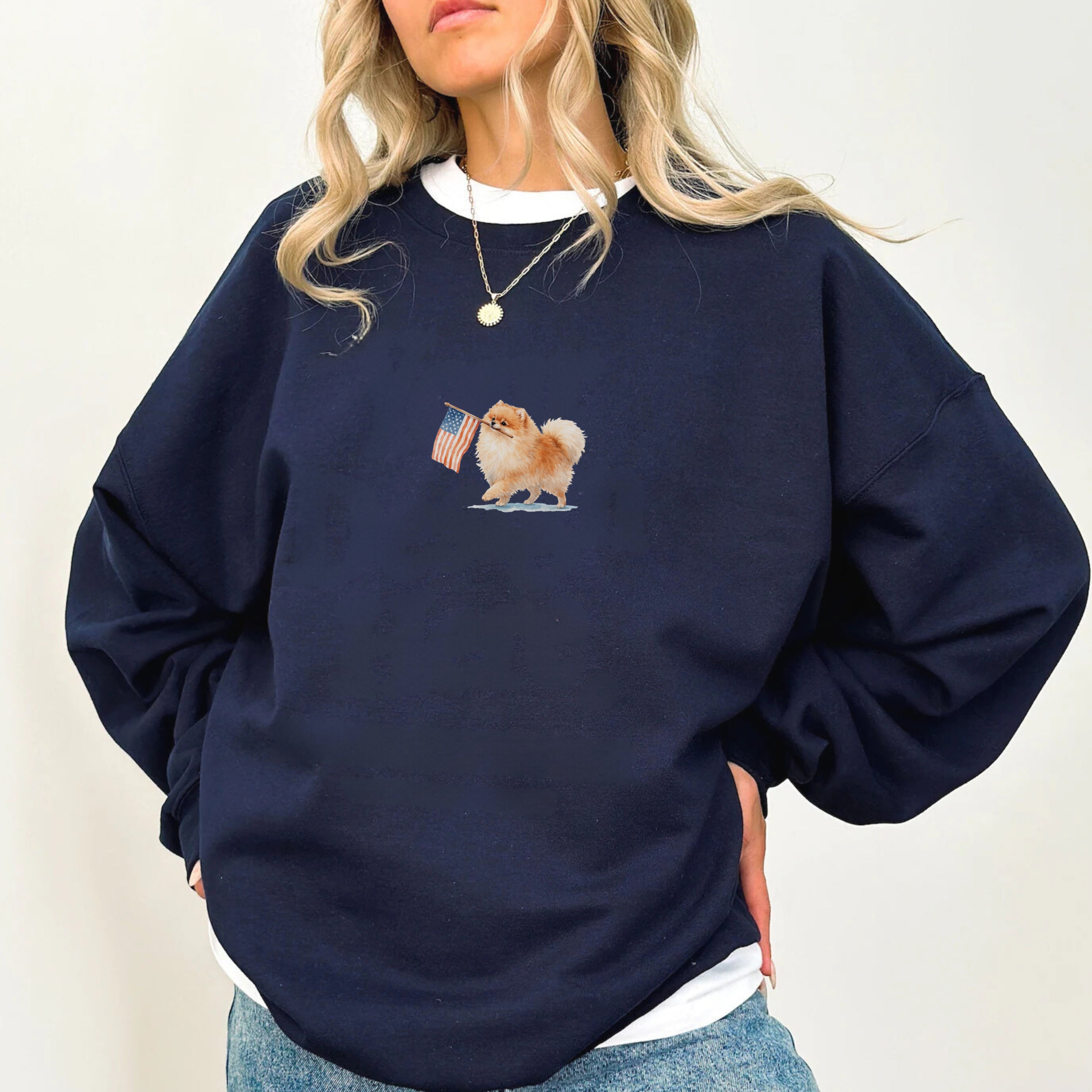 Pomeranian US Flag Sweatshirt