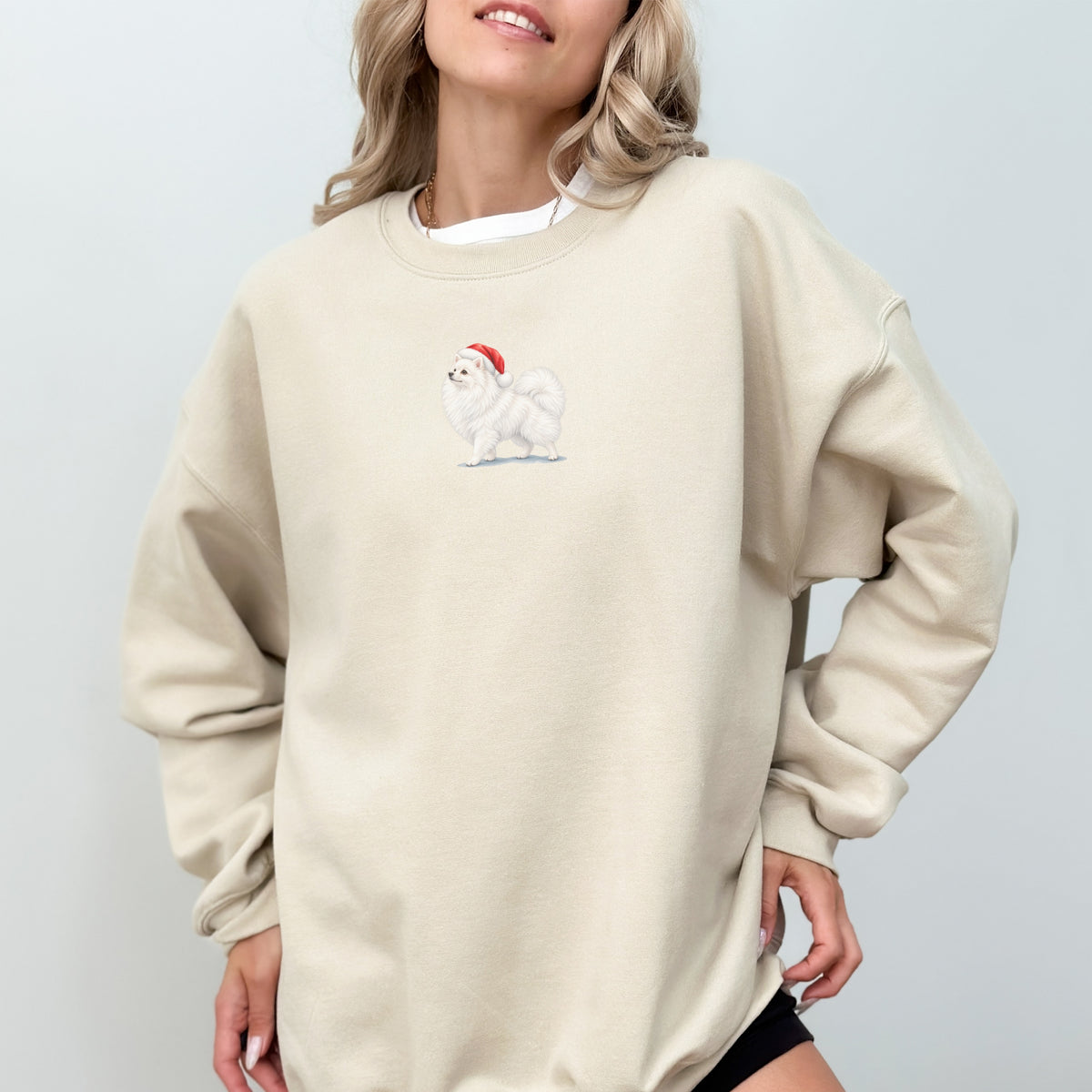 Pomeranian white Christmas Sweatshirt