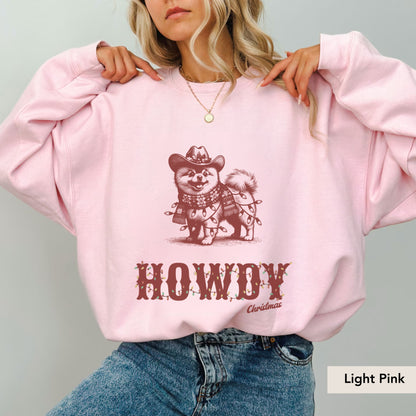 Pomerian Howdy Christmas Sweatshirt