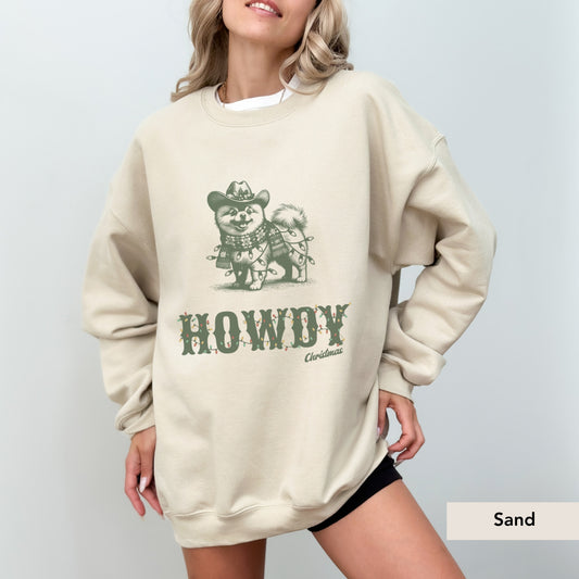 Pomerian Howdy Christmas Sweatshirt