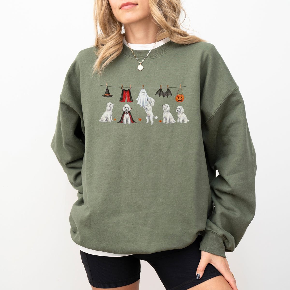 Poodle White Halloween Sweatshirt