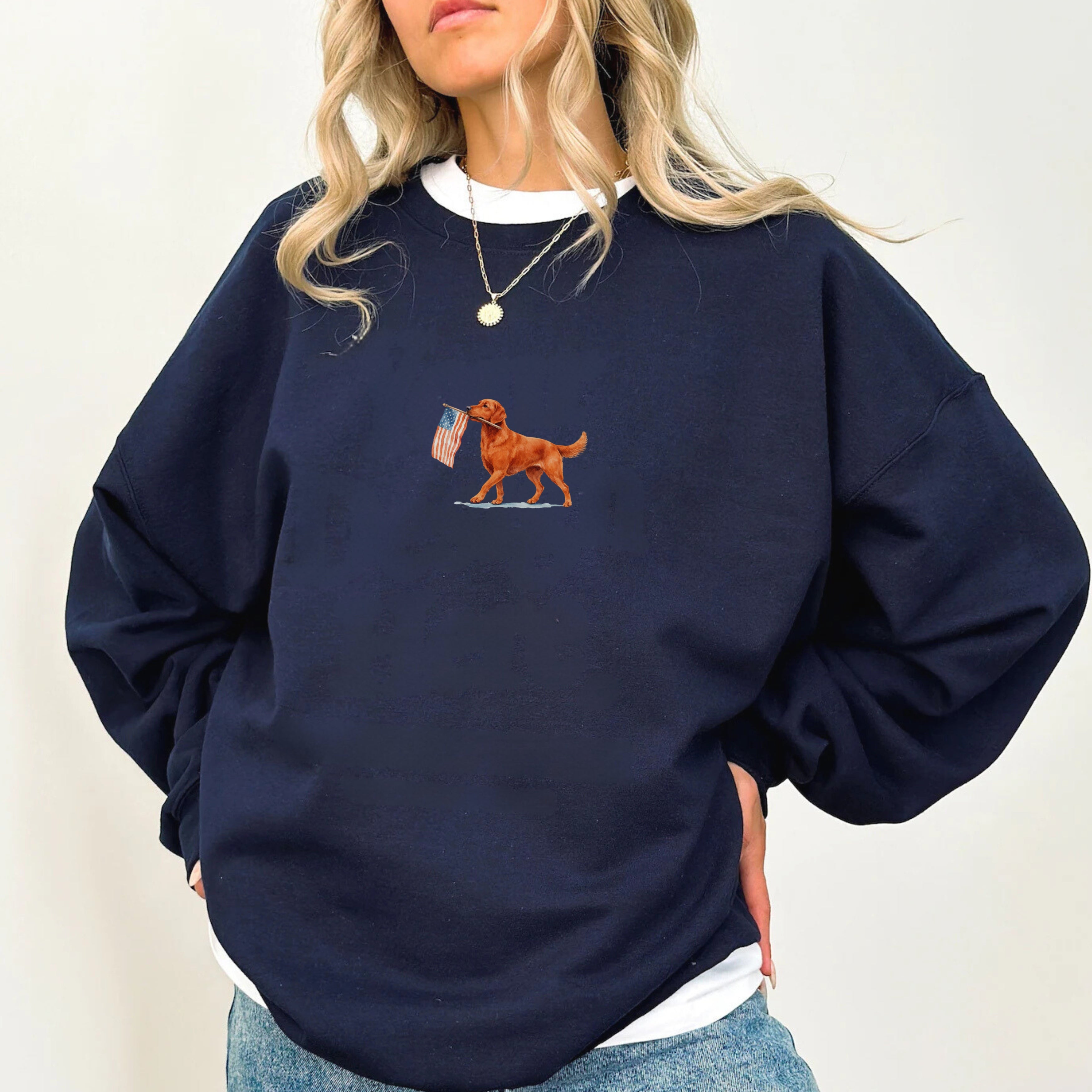 Red Fox Labrador US Flag Sweatshirt