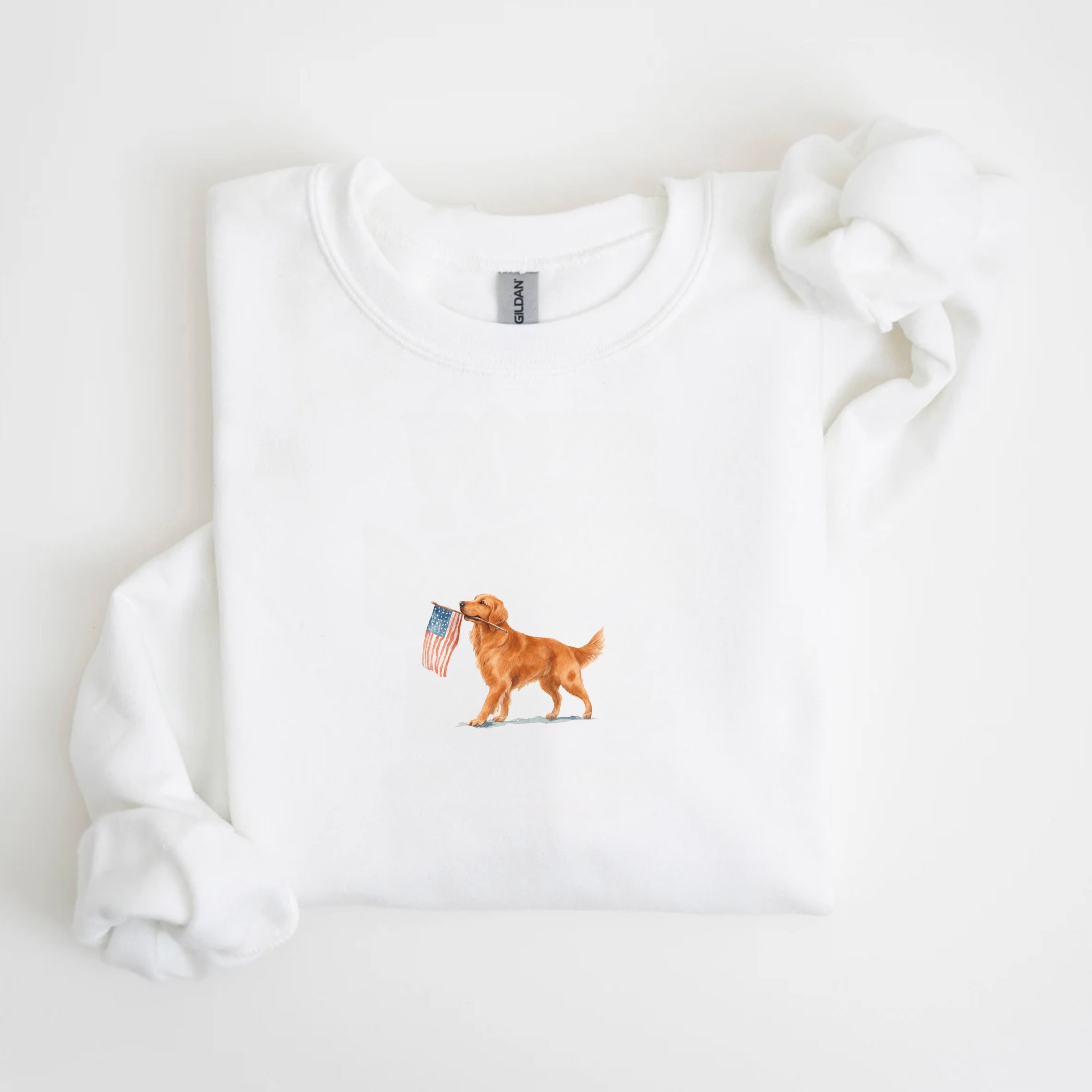 Red Golden Retriever US Flag Sweatshirt