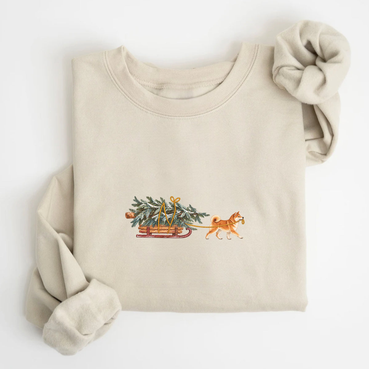 Shiba inu red vintage Christmas Tree sweatshirt