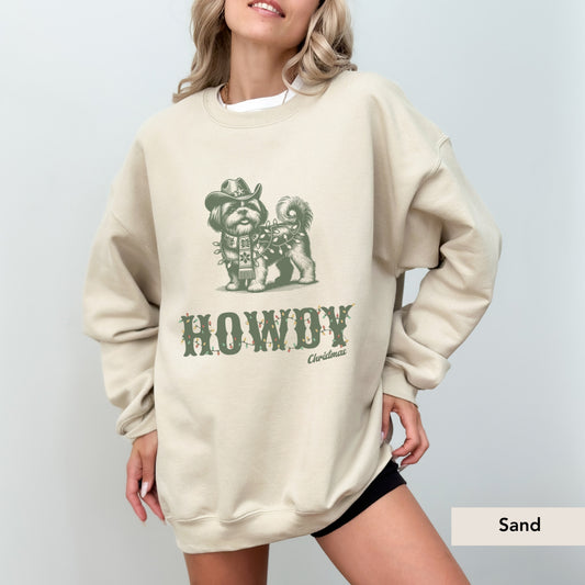 Shih Tzu Howdy Christmas Sweatshirt
