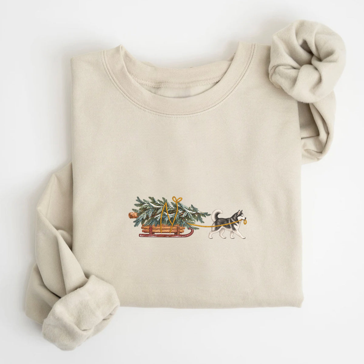 Siberian husky black and white  Christmas Tree sweatshirt