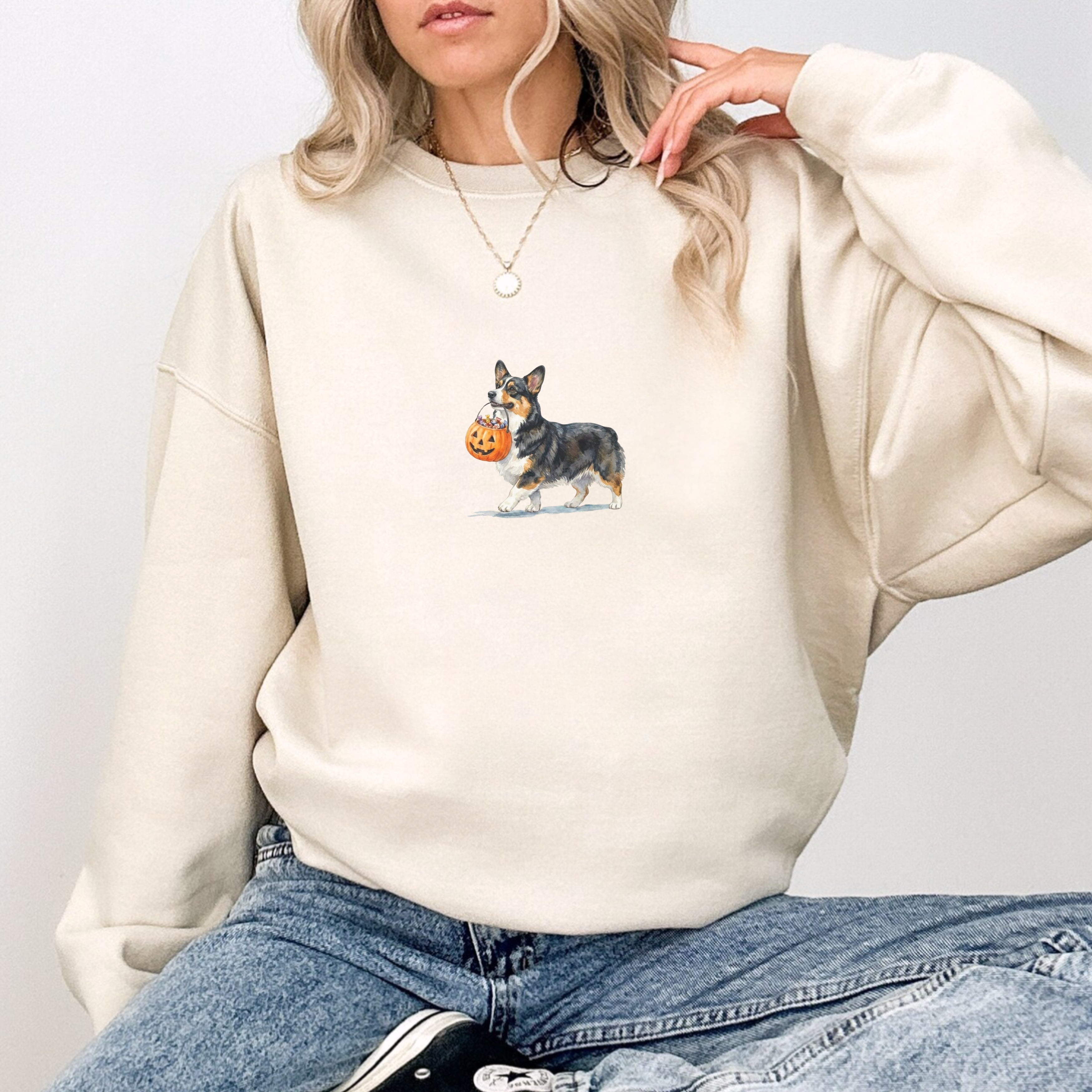 Tri Color Corgi Halloween Sweatshirt