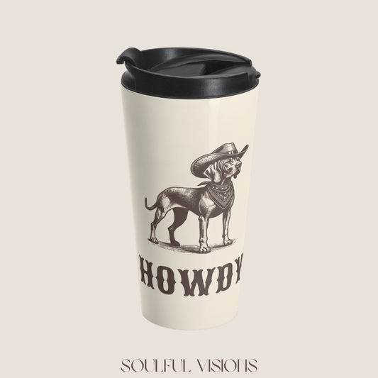 Howdy Vizsla Stainless Steel Travel Mug