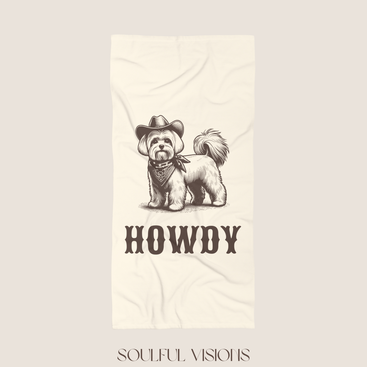 Howdy Maltese Beach Towel