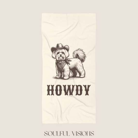 Howdy Maltese Beach Towel