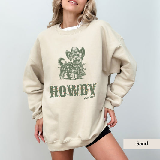 Yorkshire Terrier Howdy Christmas Sweatshirt