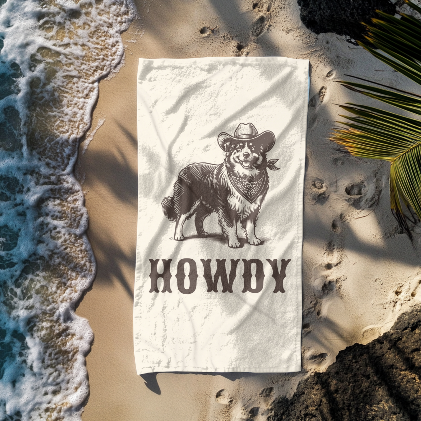 Howdy Australian Shepherd Beach Towel
