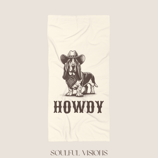 Howdy Basset Hound Beach Towel