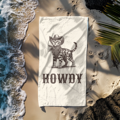 Howdy Bengal Cat Beach Towel