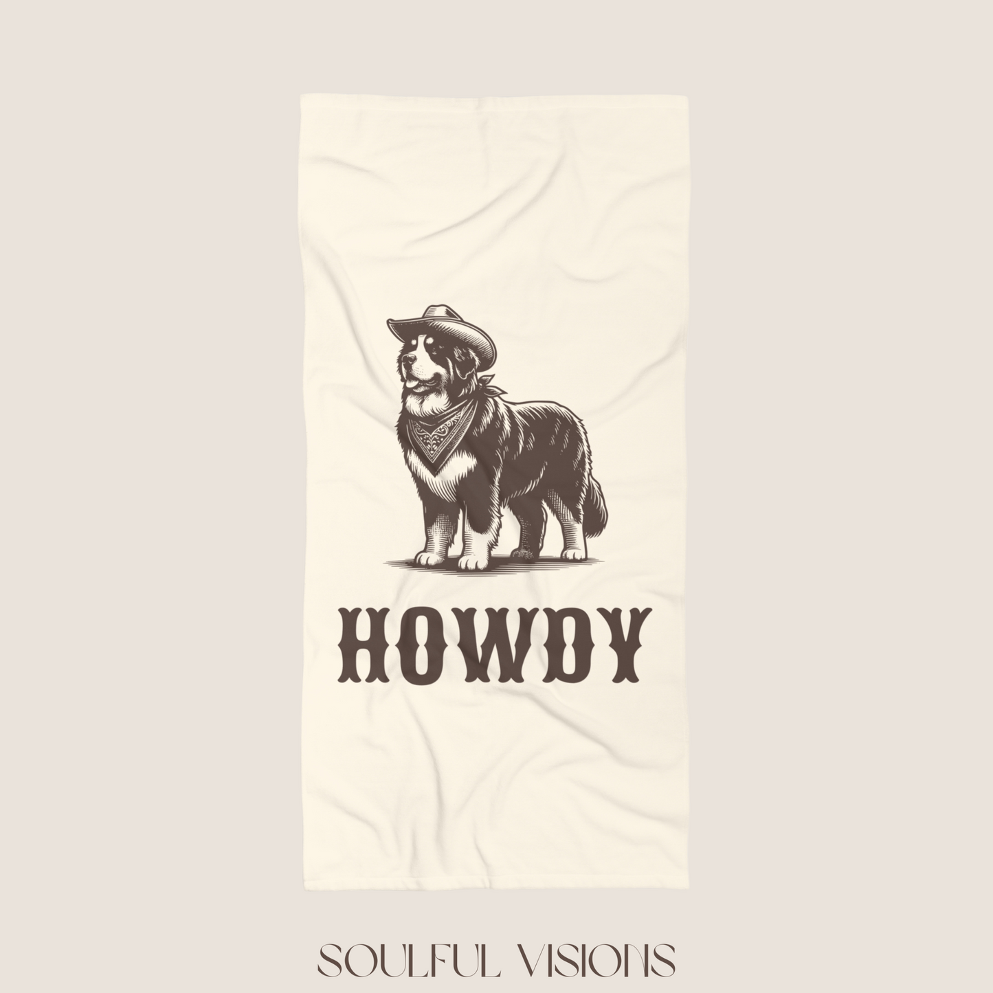 Howdy Bernese Mountain Beach Towel