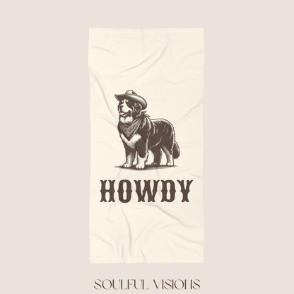 Howdy Bernese Mountain Beach Towel