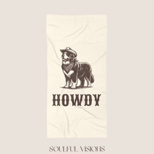 Howdy Bernese Mountain Beach Towel
