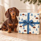 Blue Noël Personalized Dog Wrapping Paper