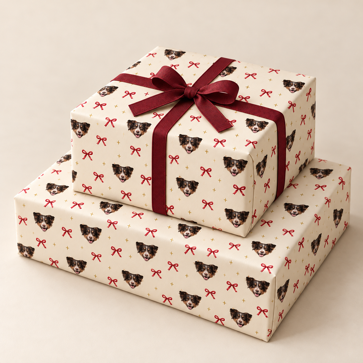 Christmas Bows Personalized Dog Wrapping Paper
