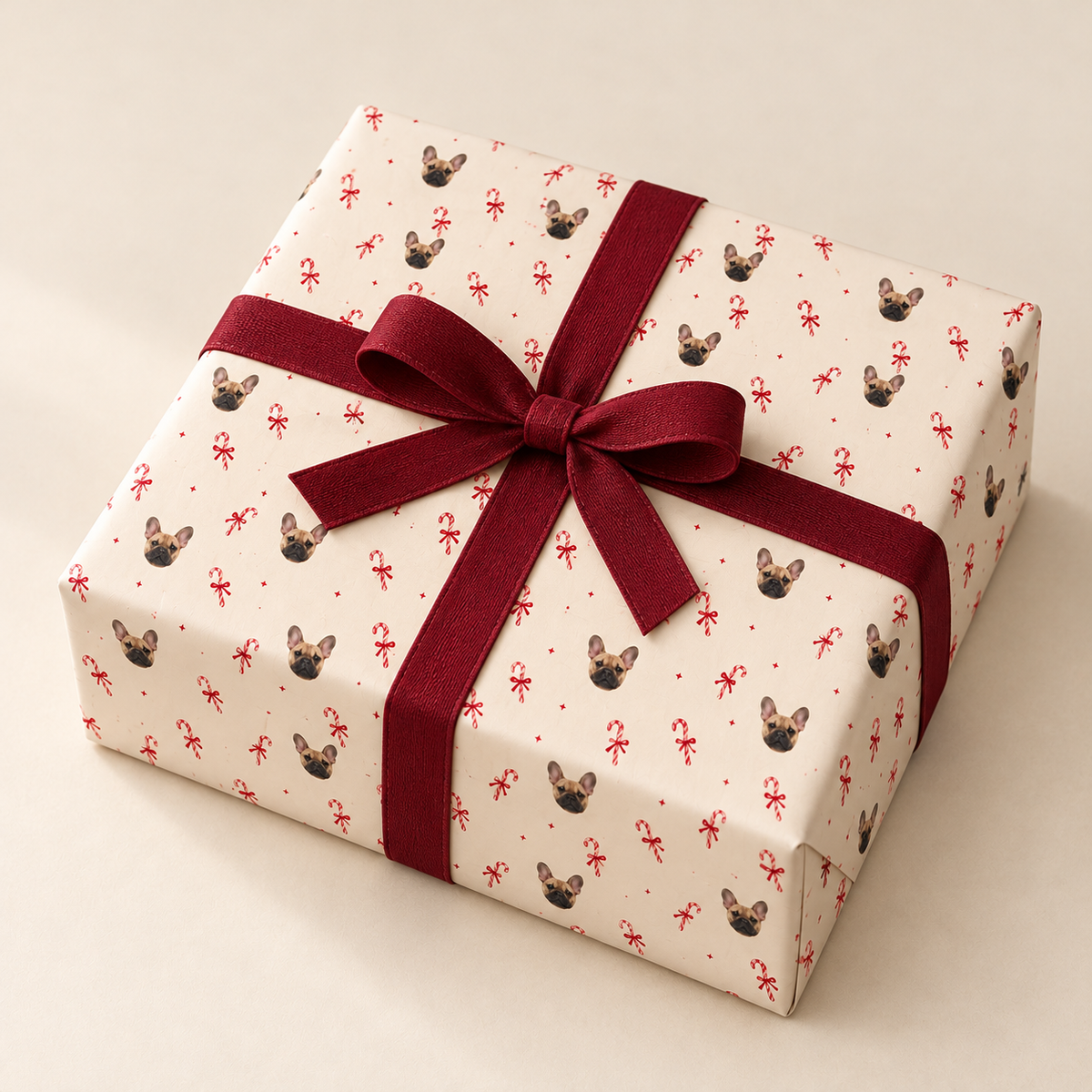 Candy Cane Personalized Dog Wrapping Paper