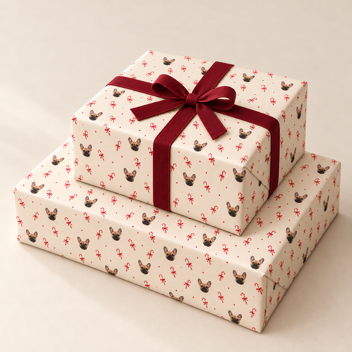 Candy Cane Personalized Dog Wrapping Paper