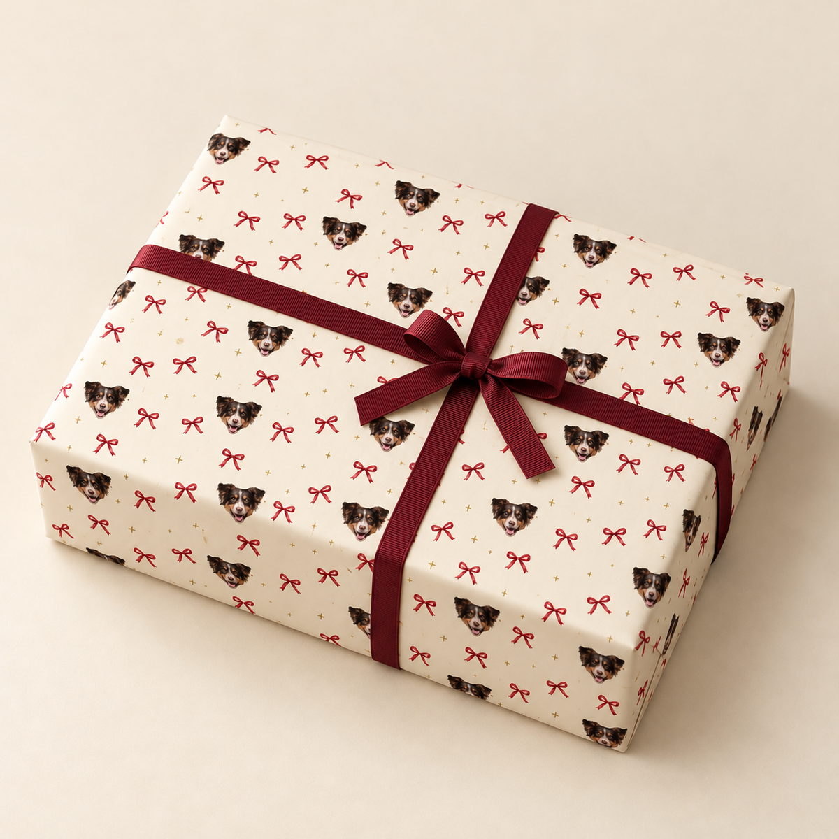 Christmas Bows Personalized Dog Wrapping Paper