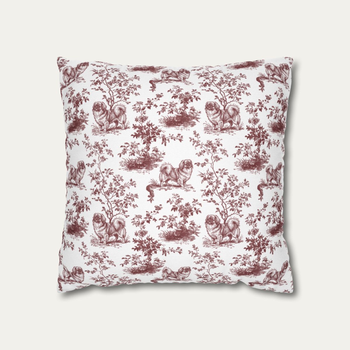 Pekingese Burgundy French Toile Pillow
