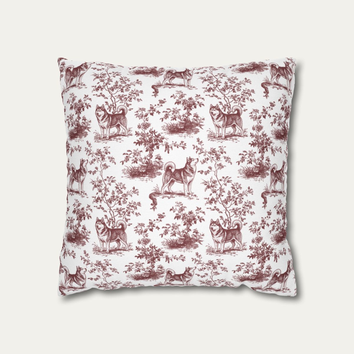 Husky Burgundy French Toile Pillow