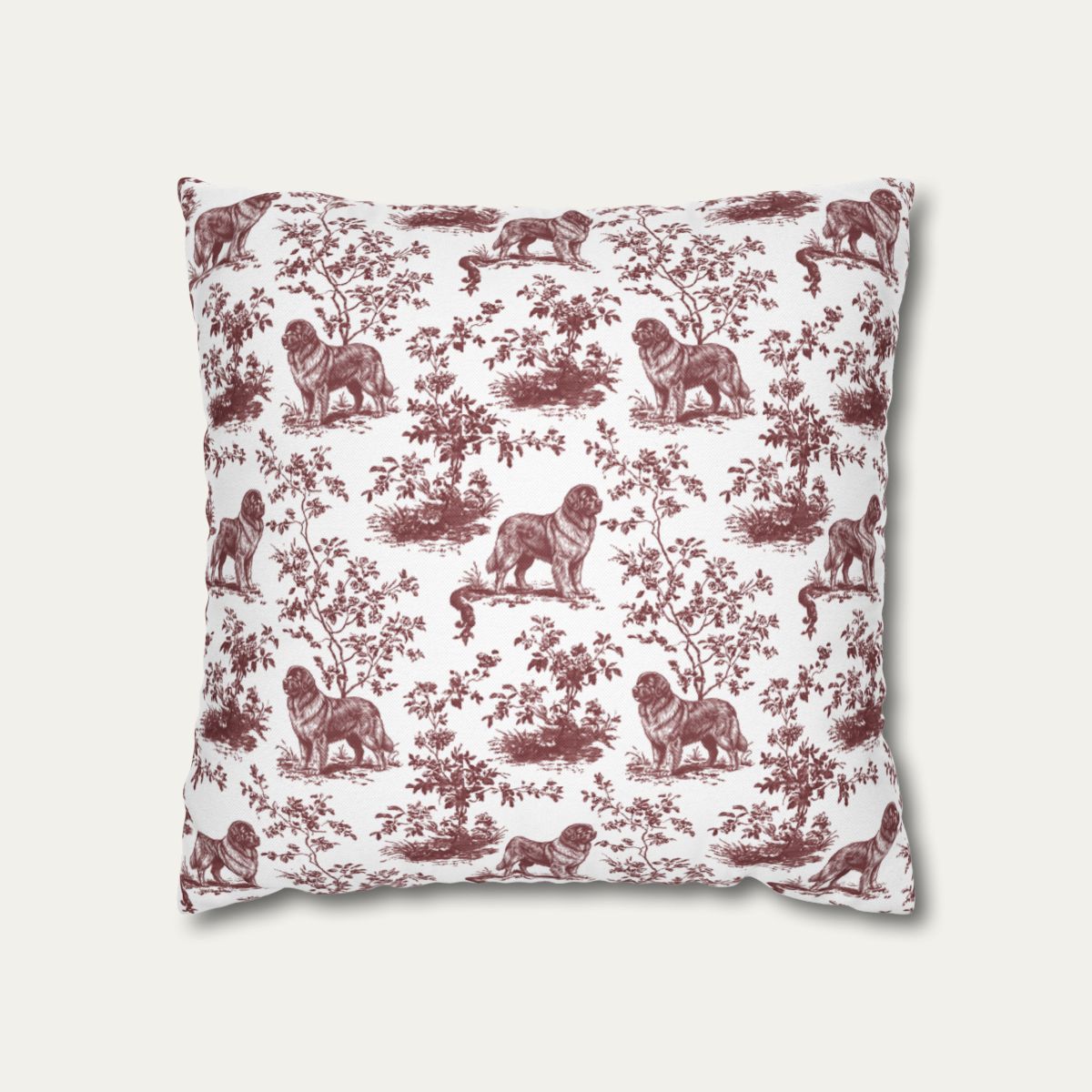 Newfoundland Burgundy French Toile Pillow