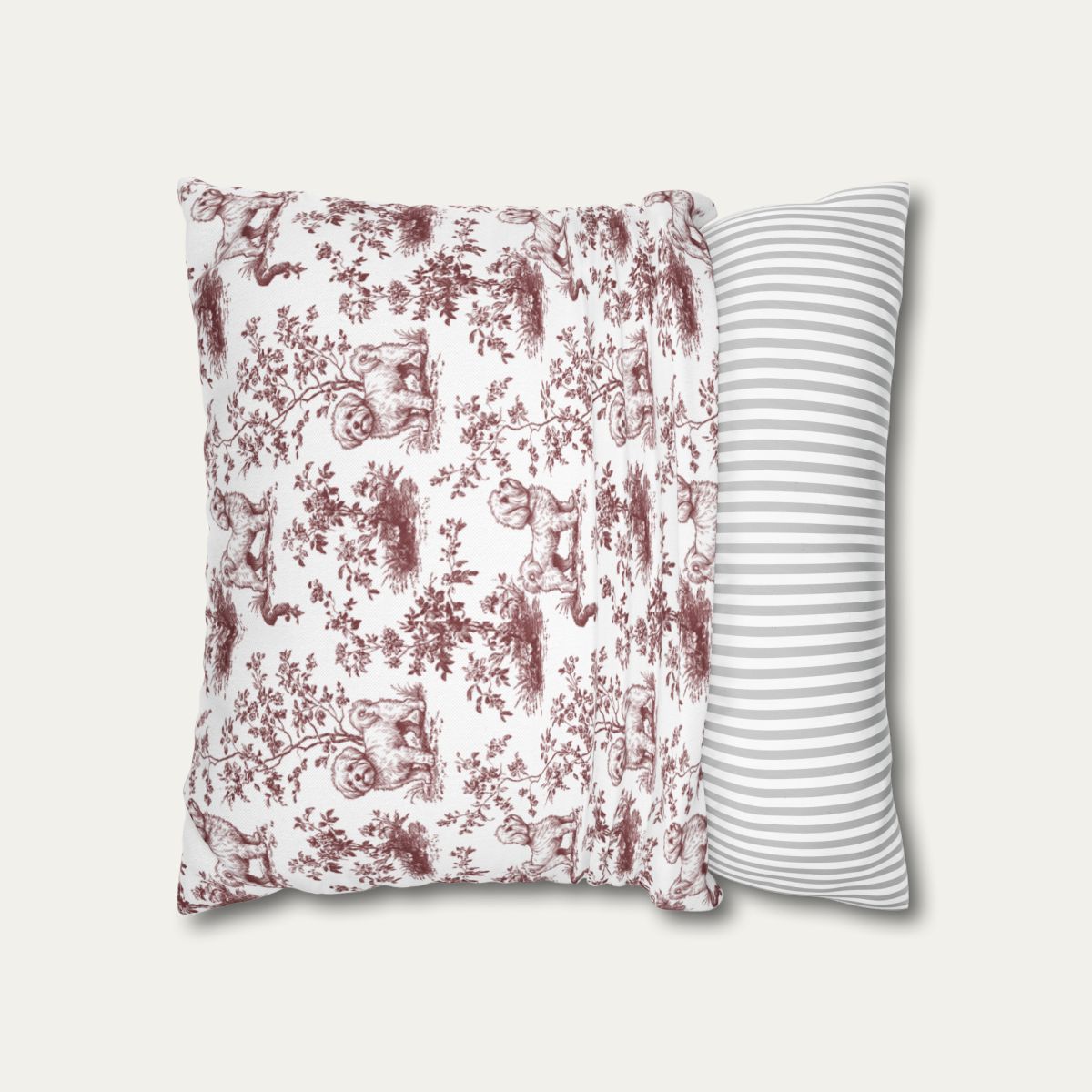 Maltese Burgundy French Toile Pillow