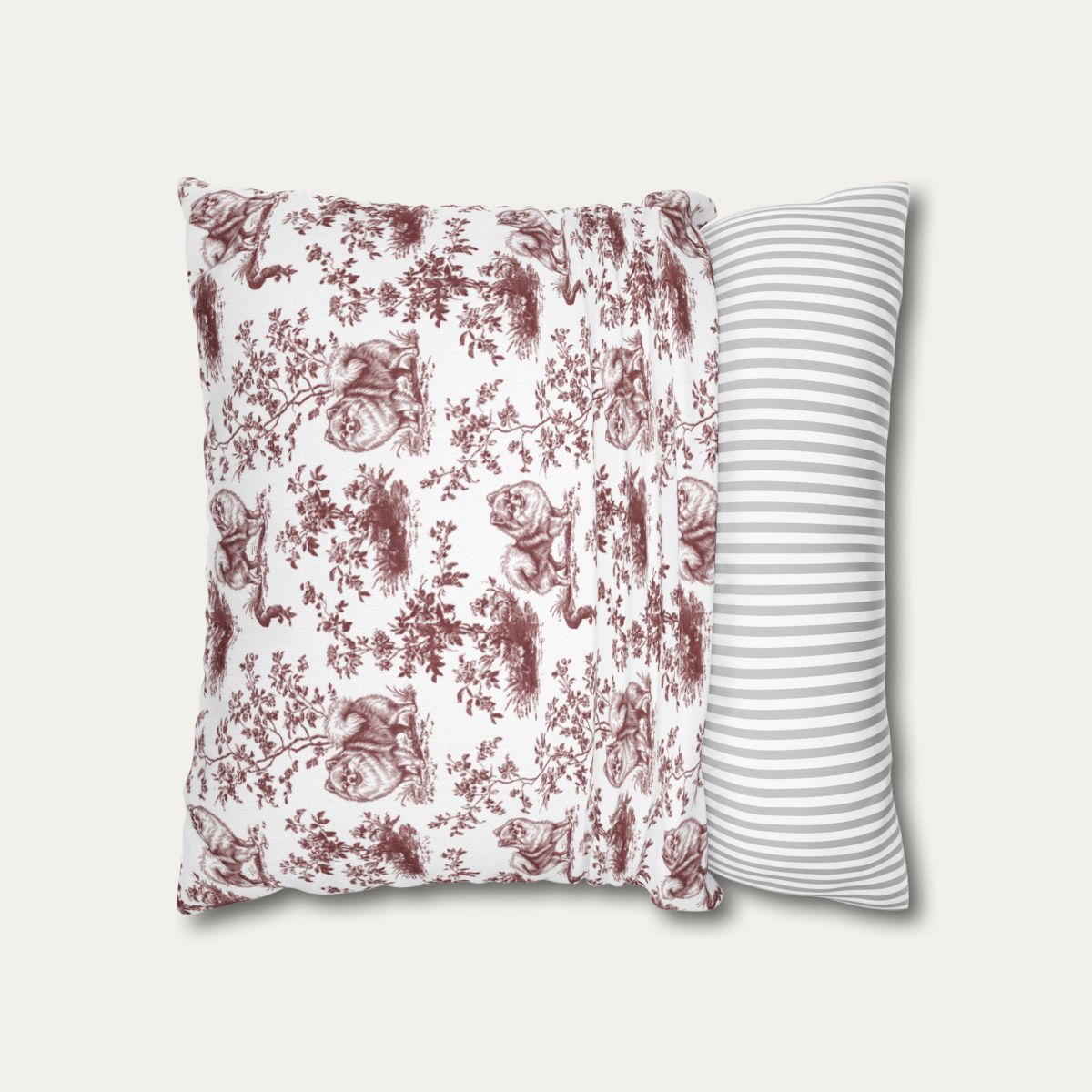 Pomeranian Burgundy French Toile Pillow