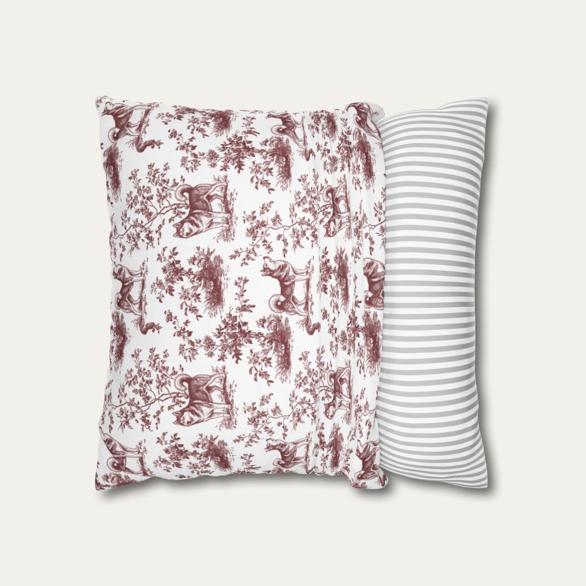 Husky Burgundy French Toile Pillow