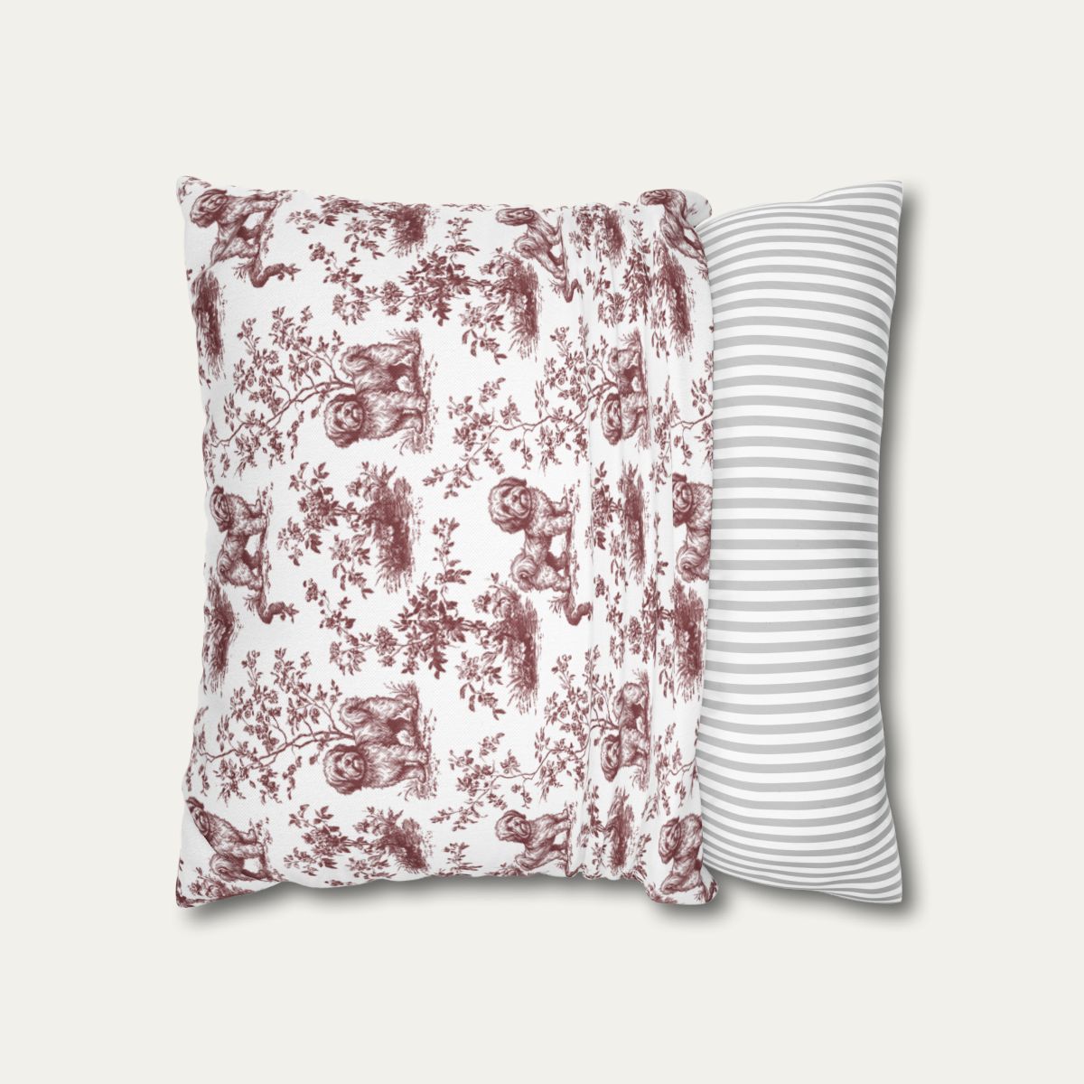 Havanese Burgundy French Toile Pillow