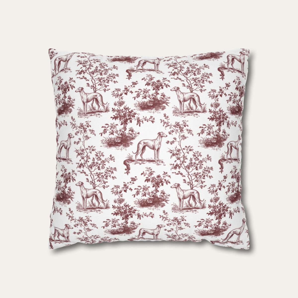 Greyhound Burgundy French Toile Pillow