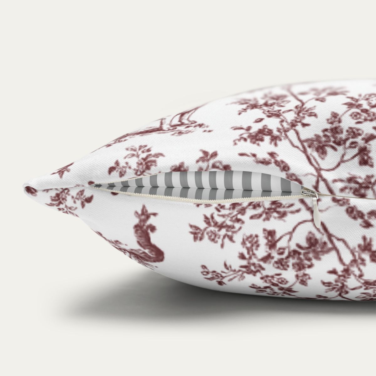 Pug Burgundy French Toile Pillow