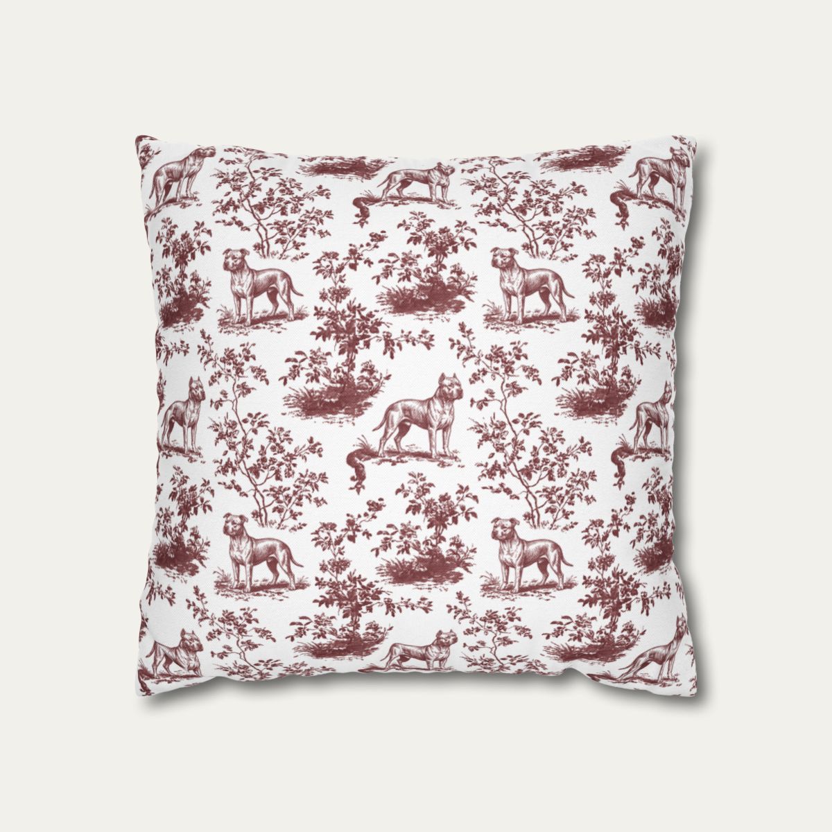Pitbull Burgundy French Toile Pillow