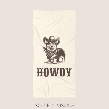 Howdy Corgi Beach Towel