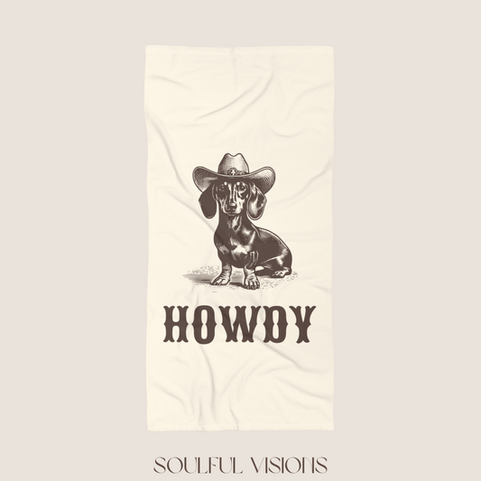 Howdy Dachshund Beach Towel