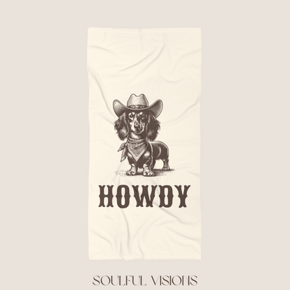 Howdy Dachshund Long Haired Beach Towel