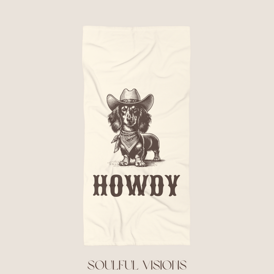 Howdy Dachshund Long Haired Beach Towel