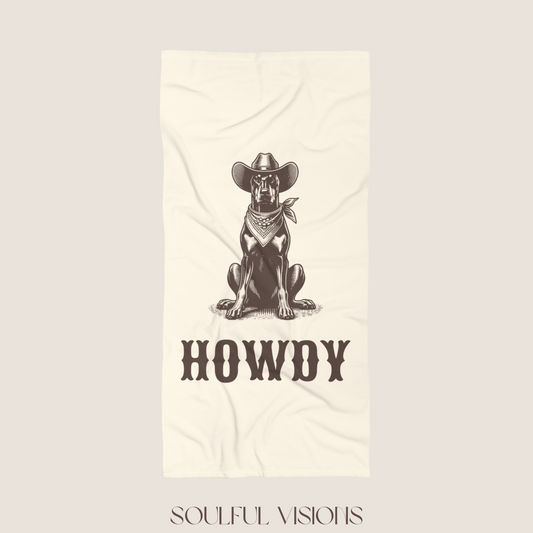 Howdy Doberman Beach Towel